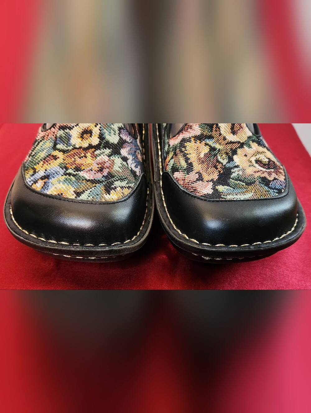 Alegria Floral Tapestry Mary Jane Mules with Black Trim Size 38/Fits Like 7 - Picture 6 of 9